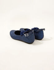 Glitter Corsage Ballerina Flats , Blue (NAVY), large