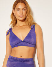 Eve Shimmer Tie-Strap Bikini Top, Blue (NAVY), large