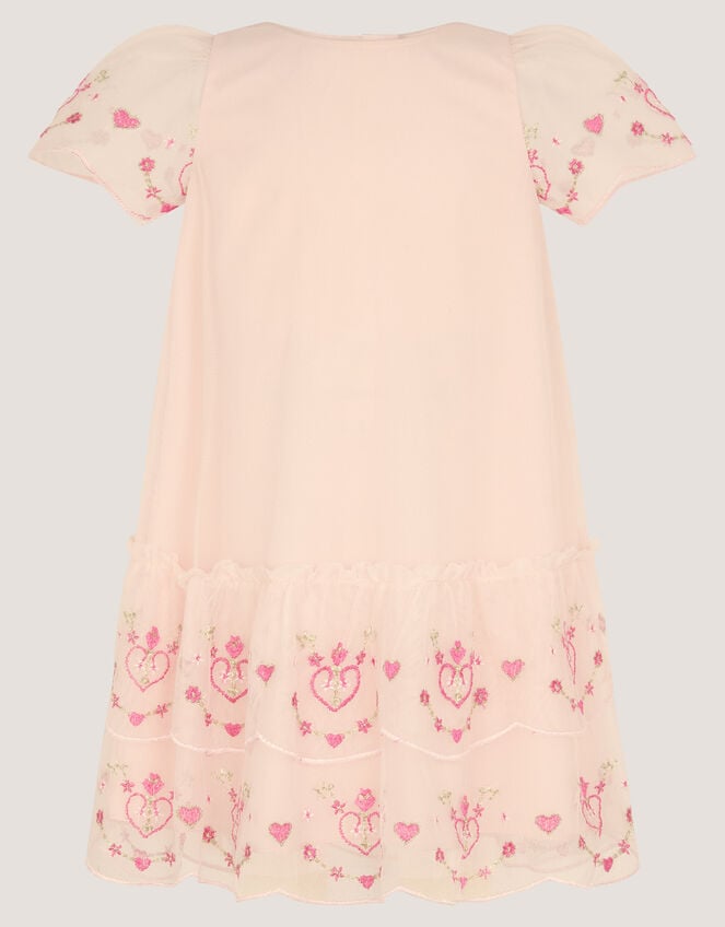Baby Heart Embroidered Mesh Party Dress, Pink (PINK), large