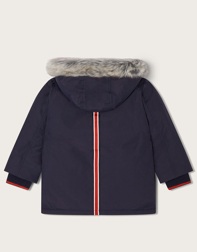 Longline Pocket Parka with Hood, Blue (NAVY), large