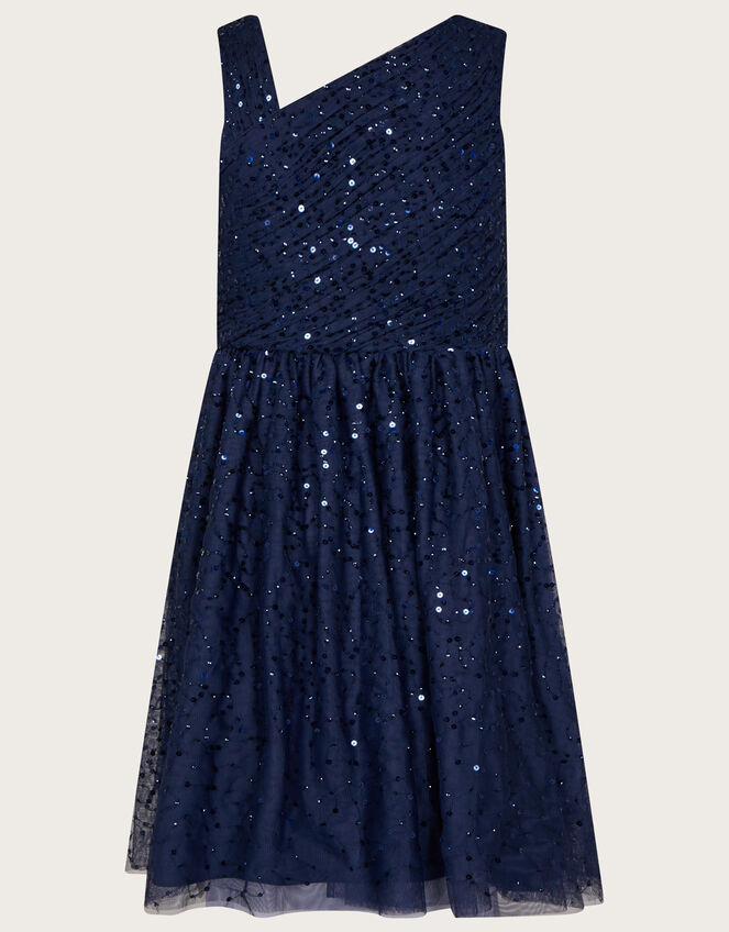 Abigail One Shoulder Prom Dress, Blue (NAVY), large