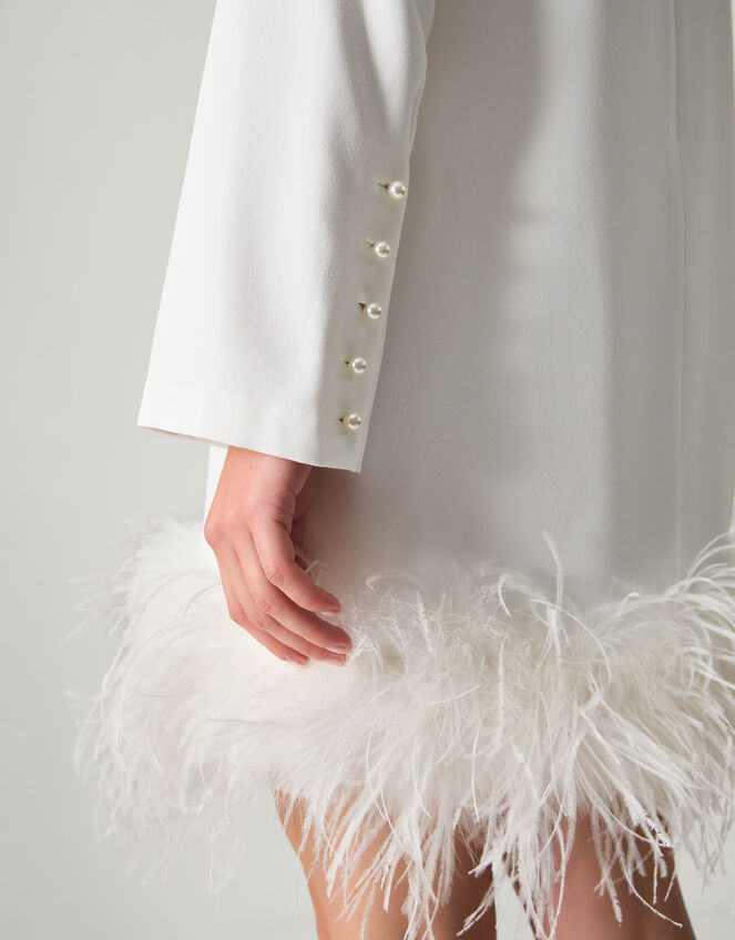 Andrea Feather Bridal Dress, Ivory (IVORY), large