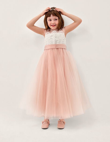 Cynthia Corded Lace Party Dress, Pink (PINK), large