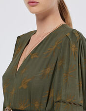 Scotch and Soda Bird Printed Maxi Dress, Green (OLIVE), large