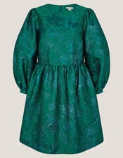 Jolene Jacquard Mini Dress, Green (GREEN), large