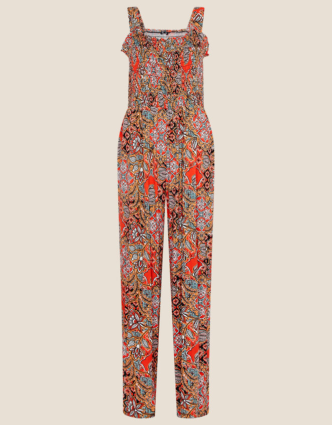 Tile Print Jumpsuit, Orange (CORAL), large