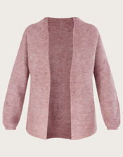 Super-Soft Ribbed Knit Cardigan, Nude (NUDE), large