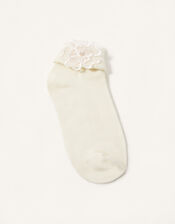 3D Flower Socks, Ivory (IVORY), large