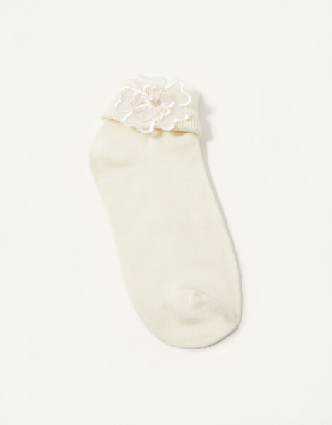 3D Flower Socks, Ivory (IVORY), large