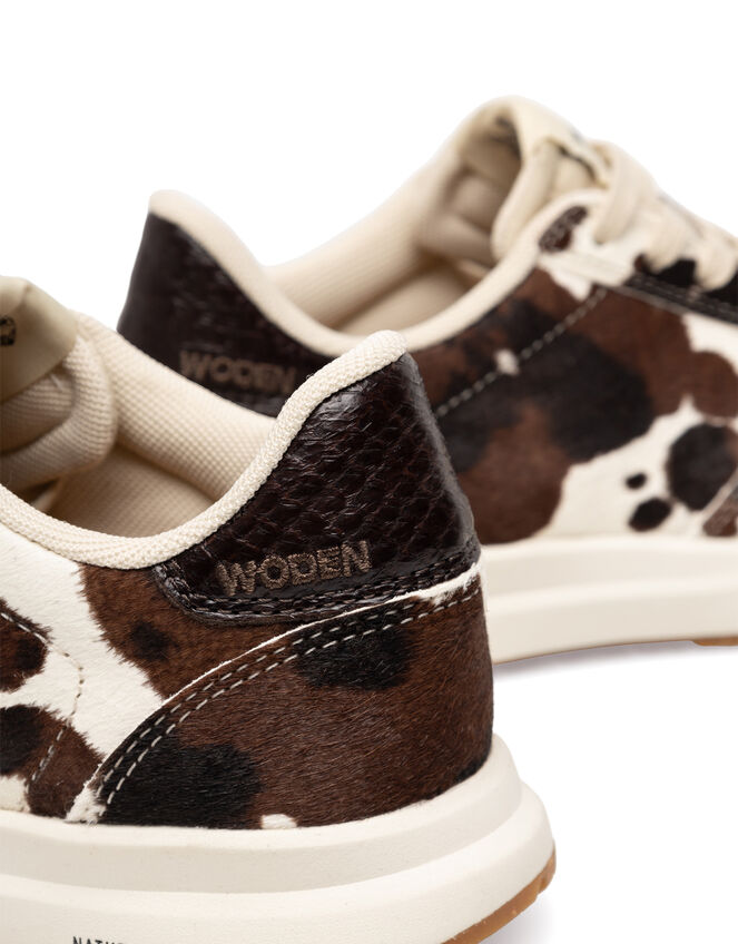 Woden Nicoline Cow Print Trainers, Multi (MULTI), large