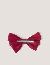 School Bow Hair Clip, Red (BURGUNDY), large