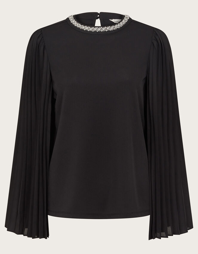 Jaye Jewel Cape Sleeve Top, Black (BLACK), large