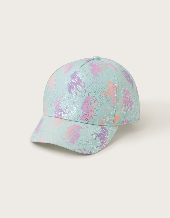 Shimmery Unicorn Cap, Blue (AQUA), large