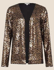 Emma Sequin Jersey Jacket, Gold (GOLD), large