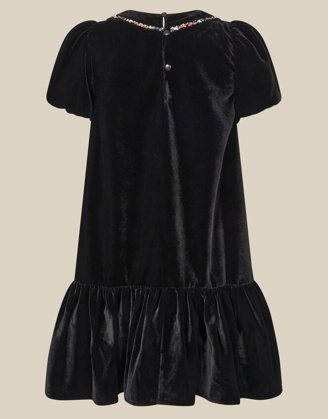 Mara Sequin Bow Velvet Swing Dress, Black (BLACK), large