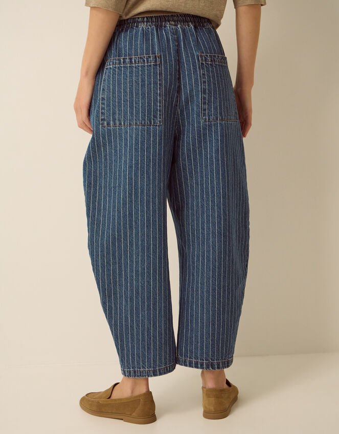 Katja Drawstring Pinstripe Barrel Jeans, Blue (MID AUTHENTIC BLUE), large