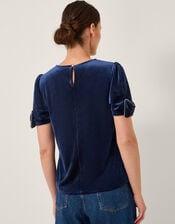 Vita Bow Sleeve Velvet T-Shirt, Blue (MIDNIGHT), large