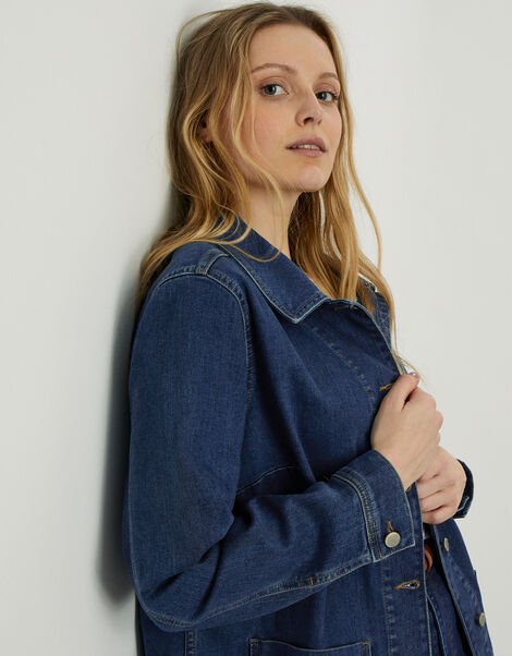 Mindy Denim Longline Jacket, Blue (DENIM BLUE), large