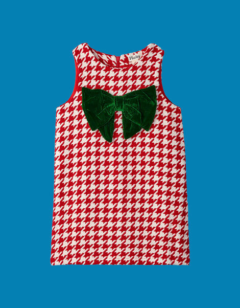 Hatley Houndstooth Bow Dress, Red (RED), large