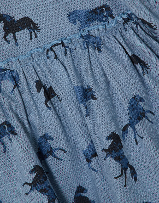 Horse Print Swing Dress, Blue (BLUE), large