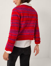 Starla Stripe Double Breasted Cardigan, Red (RED), large