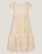 Anina Butterfly Ruffle Party Dress, Cream (CREAM), large
