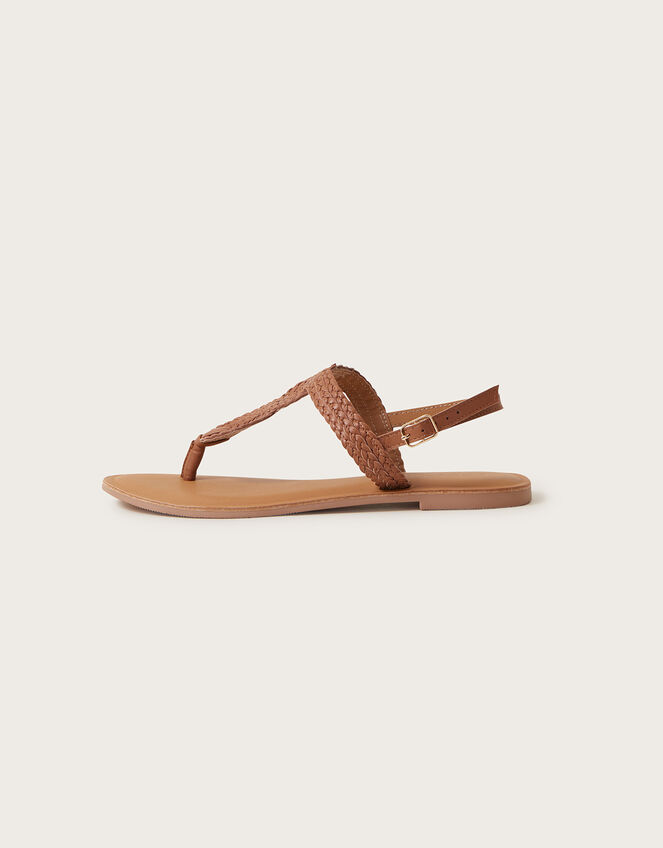 Leather Twist Toe Post Sandals , Tan (TAN), large