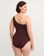 Callie Thorpe x Monsoon One-Shoulder Shaping Swimsuit, Brown (BROWN), large
