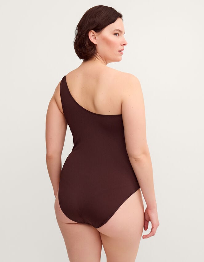 Callie Thorpe x Monsoon One-Shoulder Shaping Swimsuit, Brown (BROWN), large