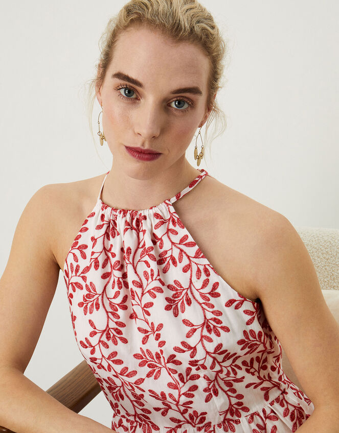 Halter Neck Embellished Maxi Dress, Red (RED), large