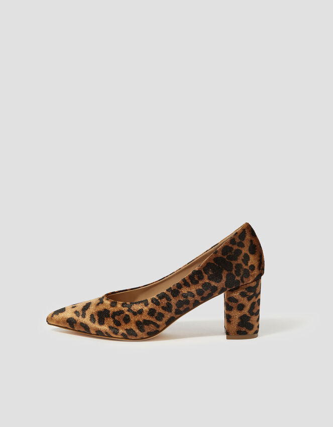 Lea Leopard Print Court Shoes, Tan (TAN), large