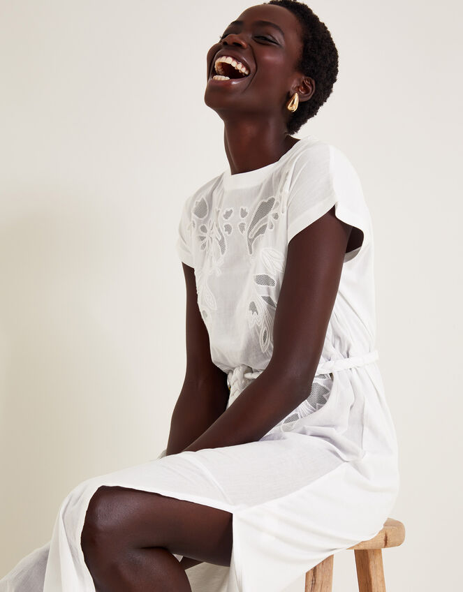 Garcia Cutwork Midi Dress, White (WHITE), large