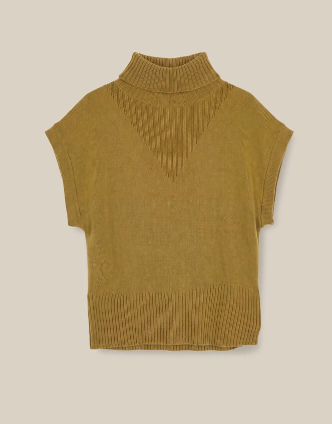 Fay High Neck Knit Tank, Green (CHARTREUSE), large