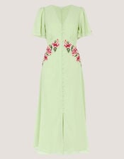 Coraline Floral Embroidered Midi Dress, Green (SAGE), large