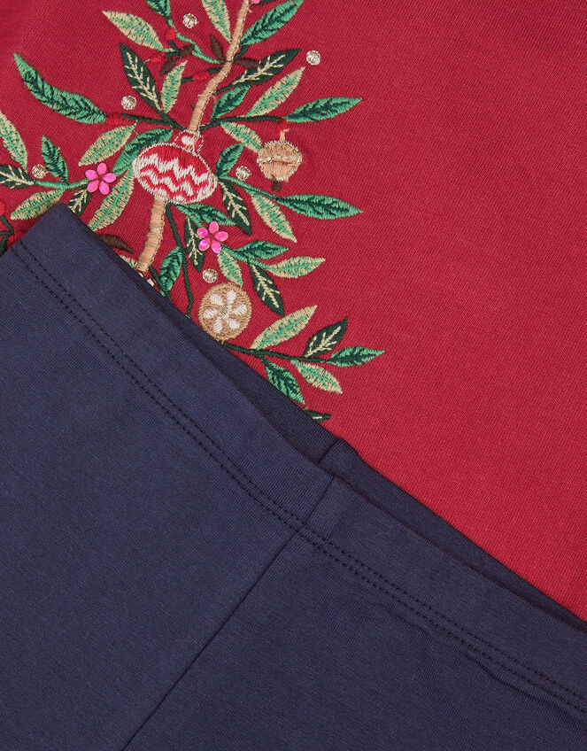 Christmas Tree Sweatshirt & Leggings Set, Red (BURGUNDY), large