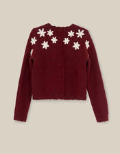 Erin Floral Embroidered Cardigan, Red (BURGUNDY), large