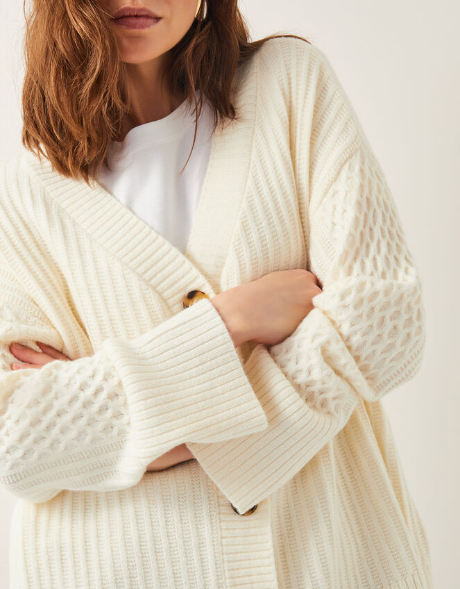 Opal Oversized Knit Cardigan, Ivory (IVORY), large