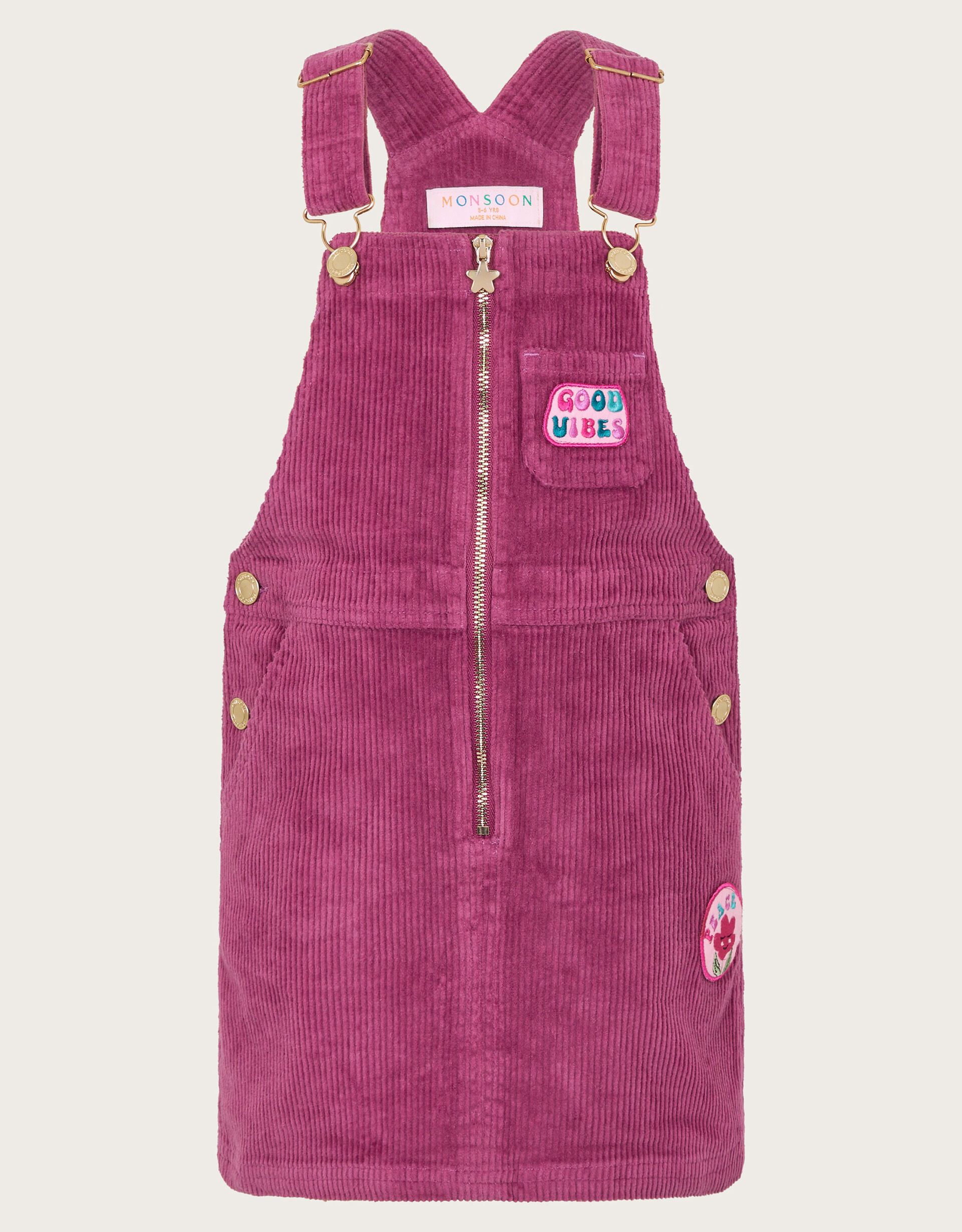 Good Vibes Corduroy Pinafore Dress Red Girls Dresses Monsoon US