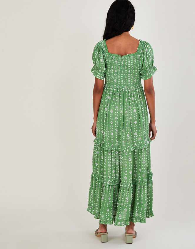 Murtle Woodblock Dress in Sustainable Viscose, Green (GREEN), large