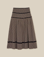 Elise Check Print Midi Skirt , Black (BLACK), large