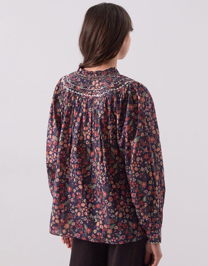 East Mariel Floral Print Cotton Blouse , Multi (MULTI), large