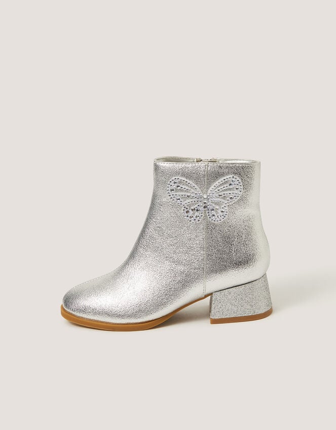 Metallic Butterfly Boots, Silver (SILVER), large
