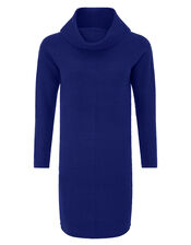 Cali Cowl Neck Knit Dress, Blue (BLUE), large