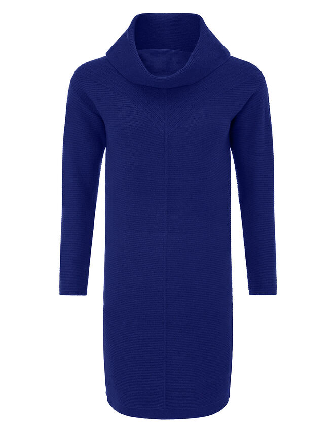 Cali Cowl Neck Knit Dress, Blue (BLUE), large