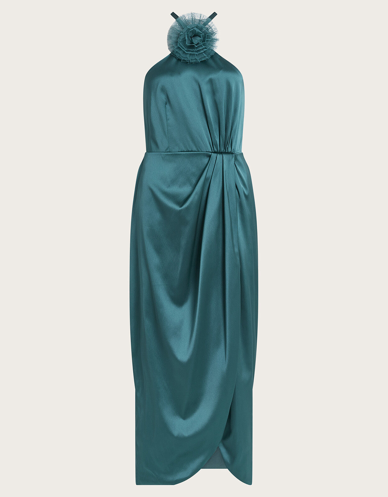 Sabrina Corsage Halterneck Dress Teal