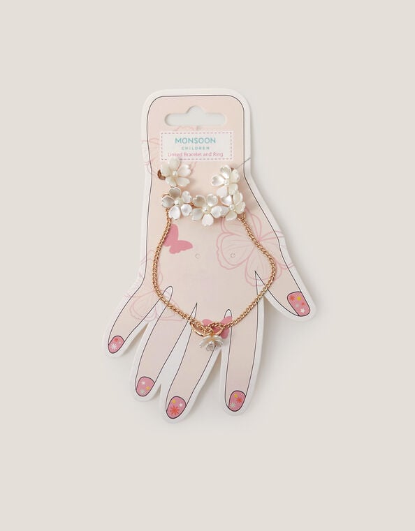 Pearl Flower Ring & Hain Chain, , large