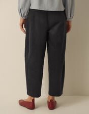 Nia High Waisted Corduroy Barrel Leg Trousers, Grey (GREY), large