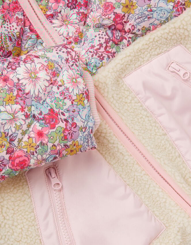 Floral Borg Hooded Jacket, Pink (PINK), large