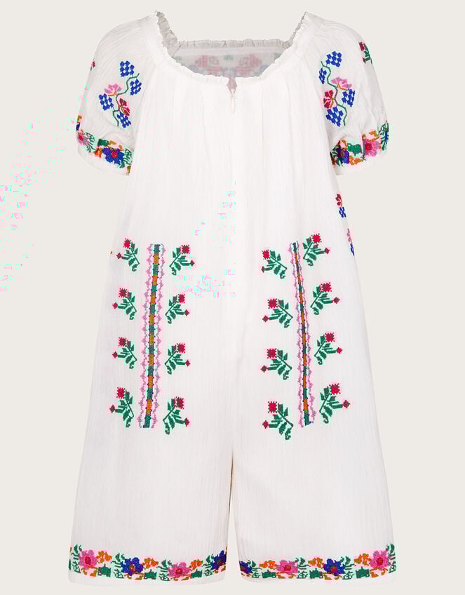 Boutique Cross Stitch Swing Playsuit, Ivory (IVORY), large