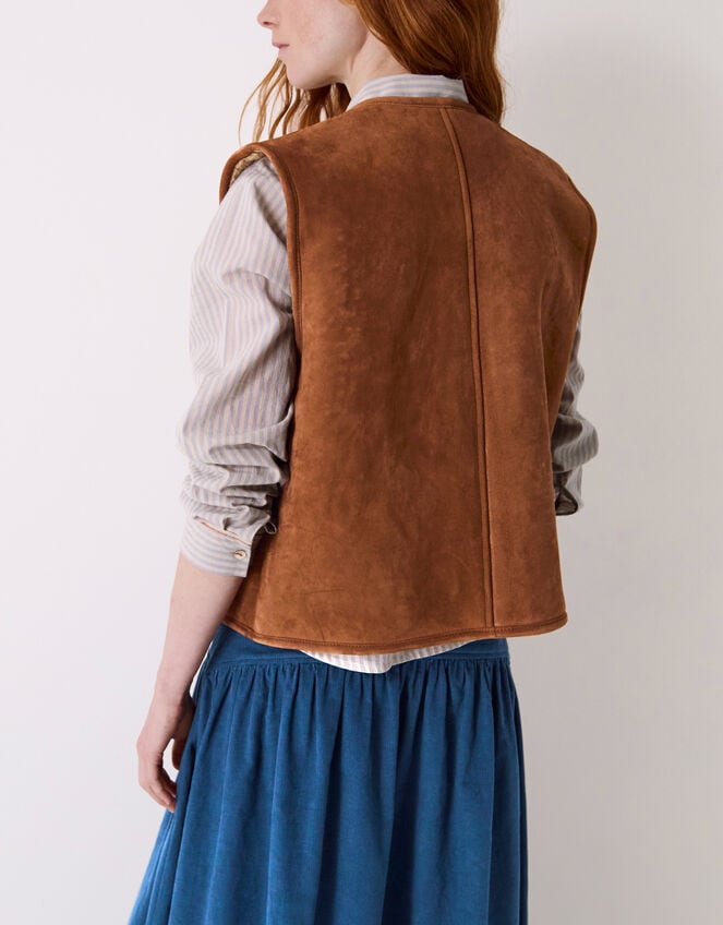 East Zohra Reversible Suede Vest, Tan (TAN), large